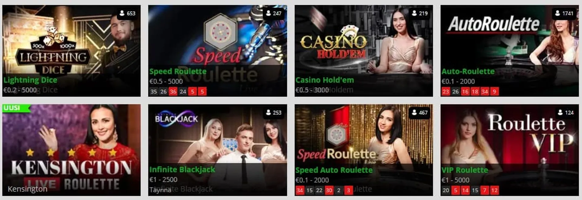 Magic Red Casino kategoriat ja valiot livekasinon peleille