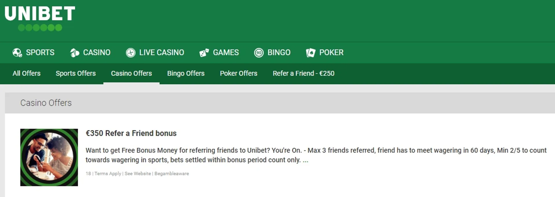 Unibet Casino Most Popular Bonus