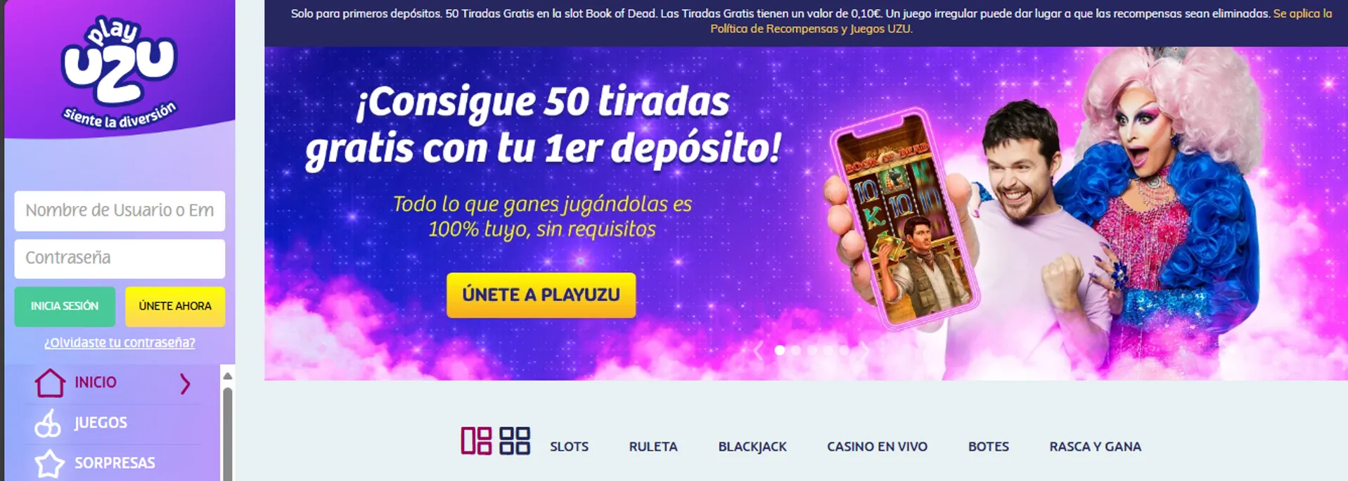 PlayUZU tiene un bono de bienvenida con giros gratis