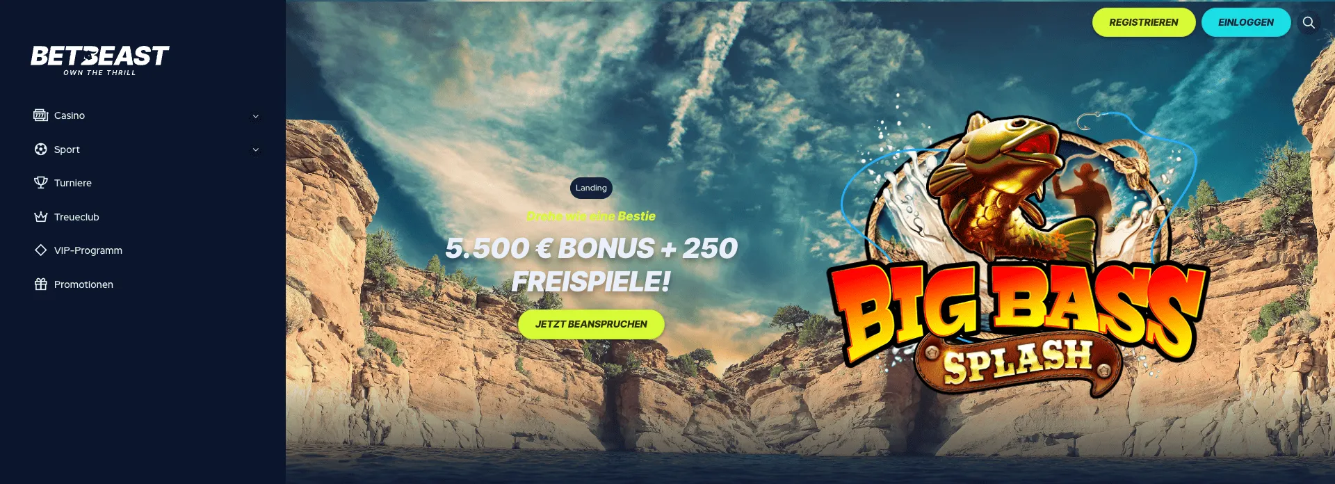 Betbeast Casino Homepage