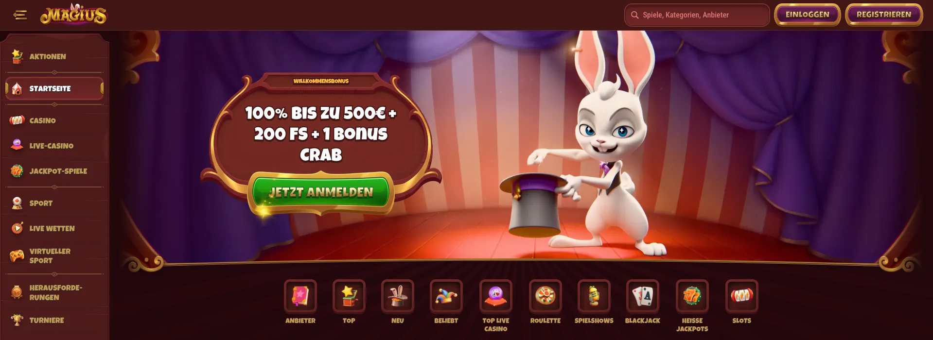 Magius Casino Willkommensbonus