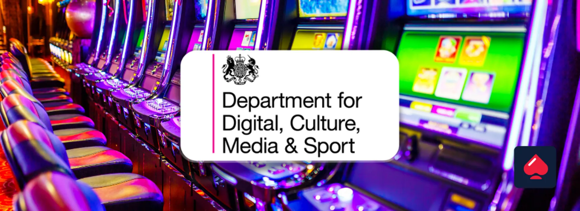 image of casino slot machines with the DCMS logo