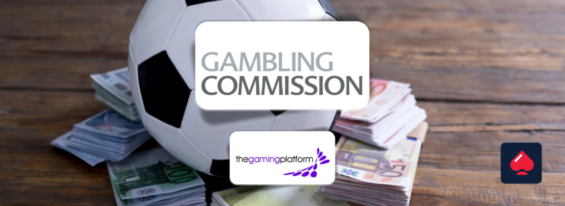 an image of a football with money and gambling commission and TGP logos