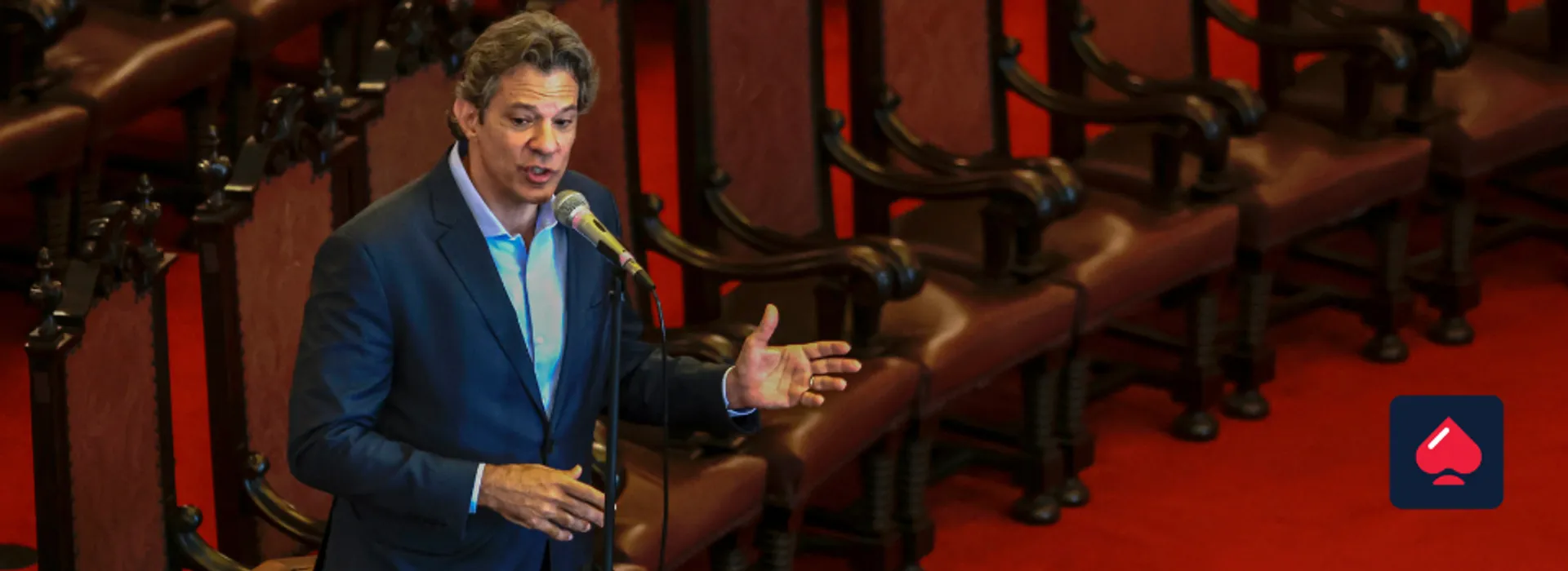 Fernando Haddad, ministro da Fazenda, faz discurso