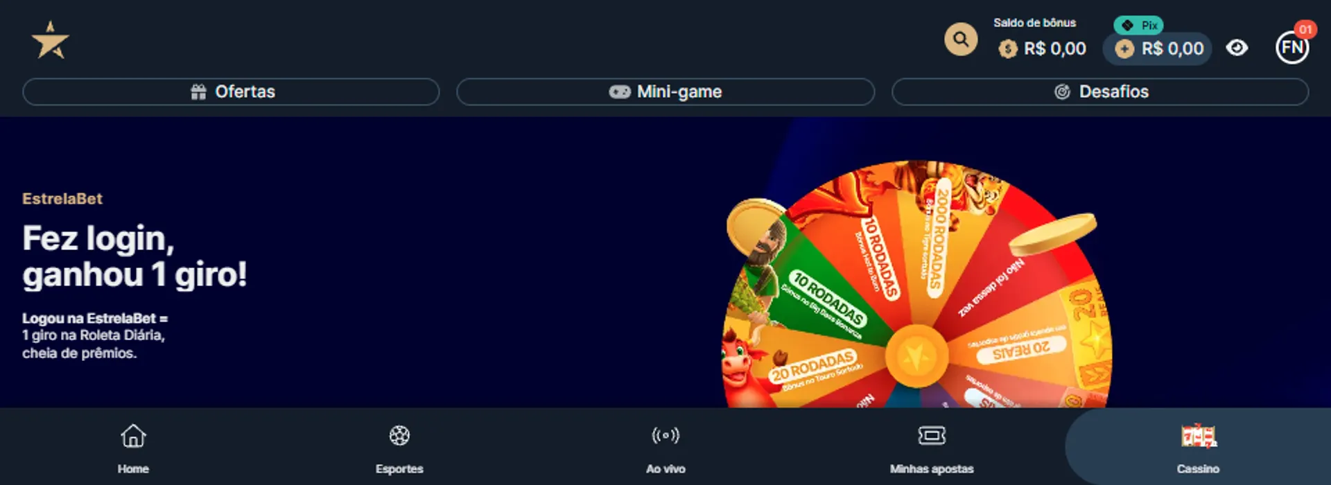 bônus sem depósito Estrela Bet