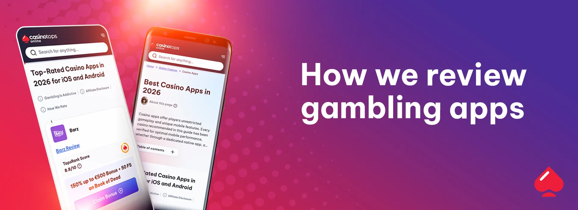 CasinoTopsOnline process of reviewing the gambling apps