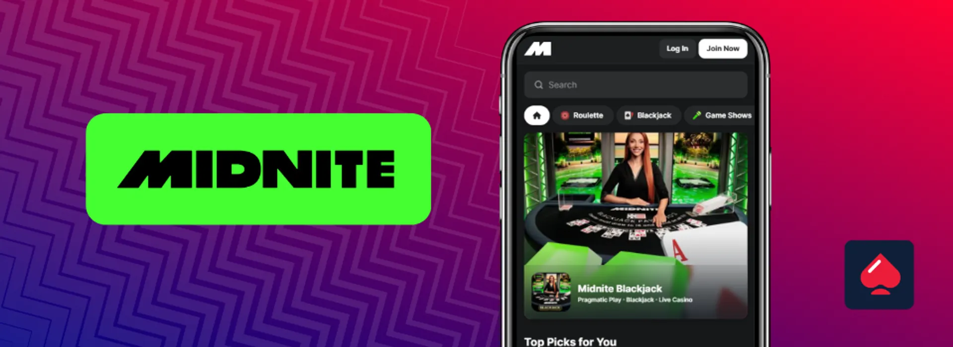 Image showing the brand midnite and how it looks on mobile
