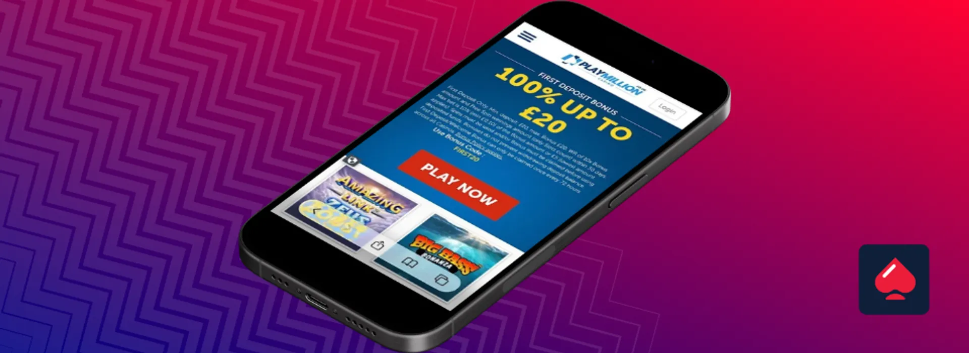 Image showing the playmillion casino promo code on mobile