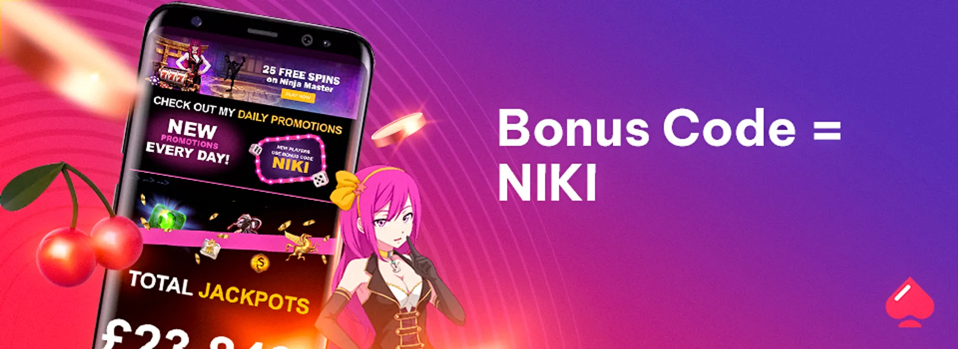Image showing the promo code at LuckyNiki casino
