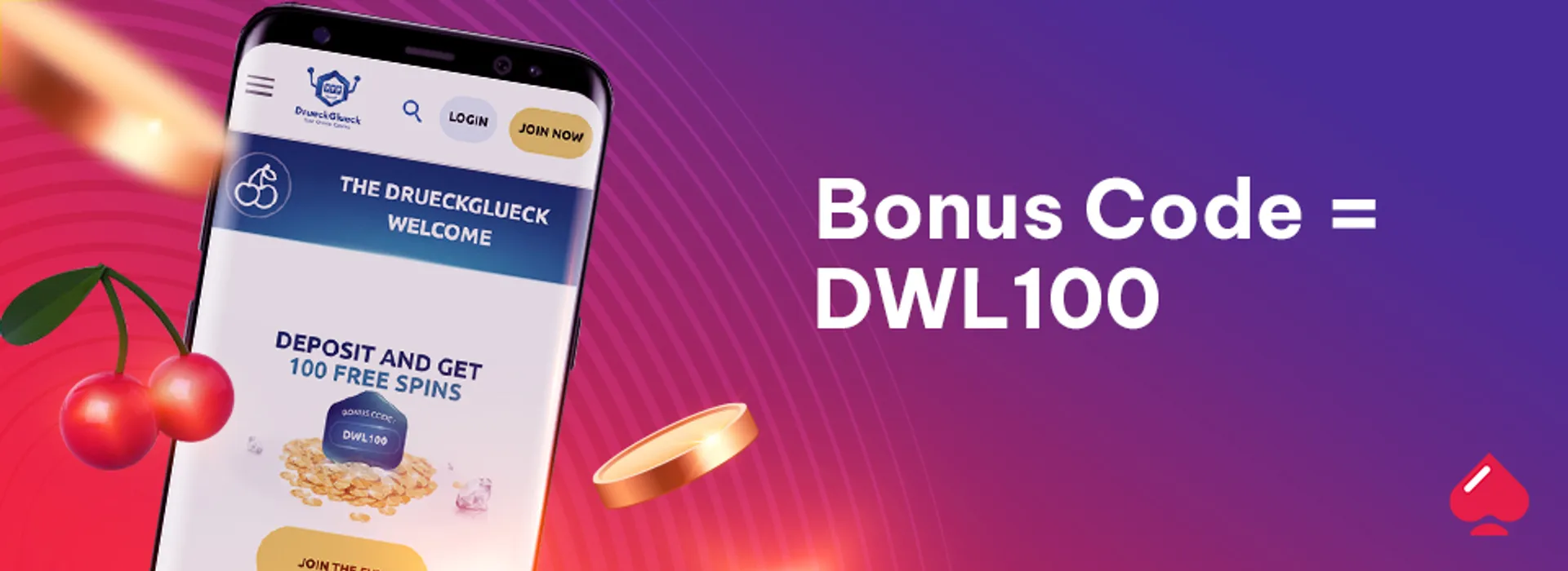 Image showing Drueckglueck casino bonus code DWL100