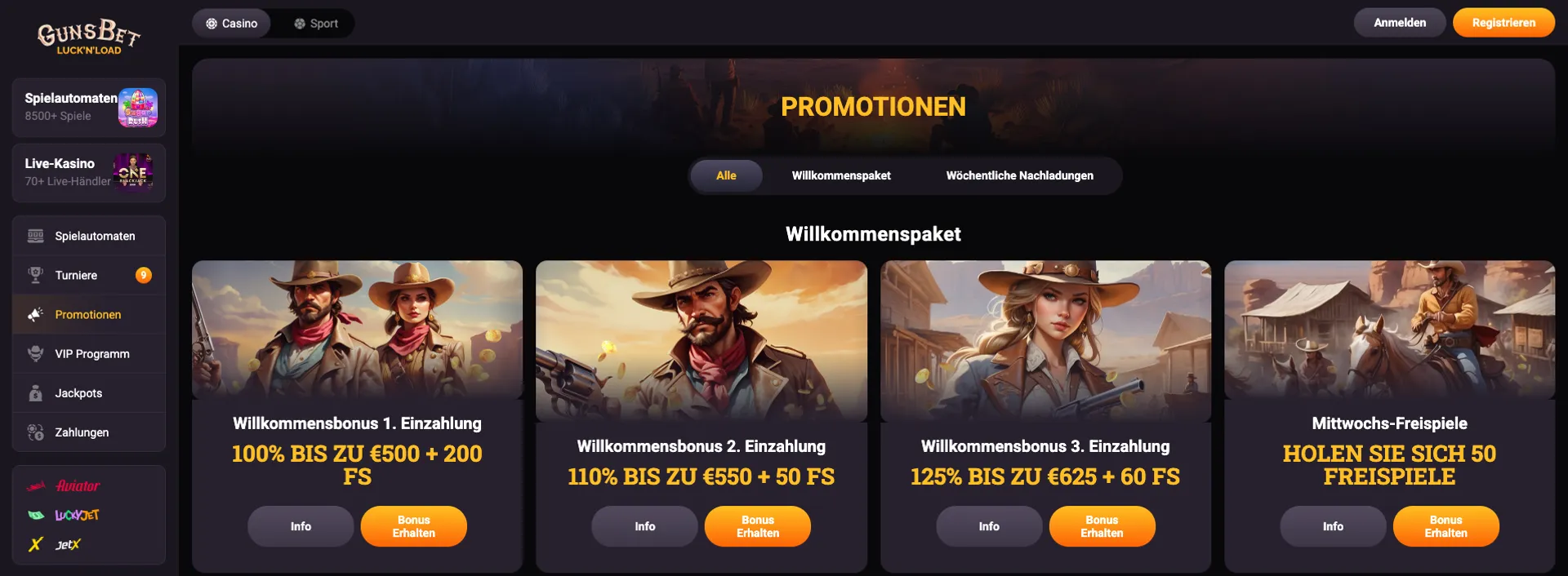 Gunsbet Casino Willkommensangebot