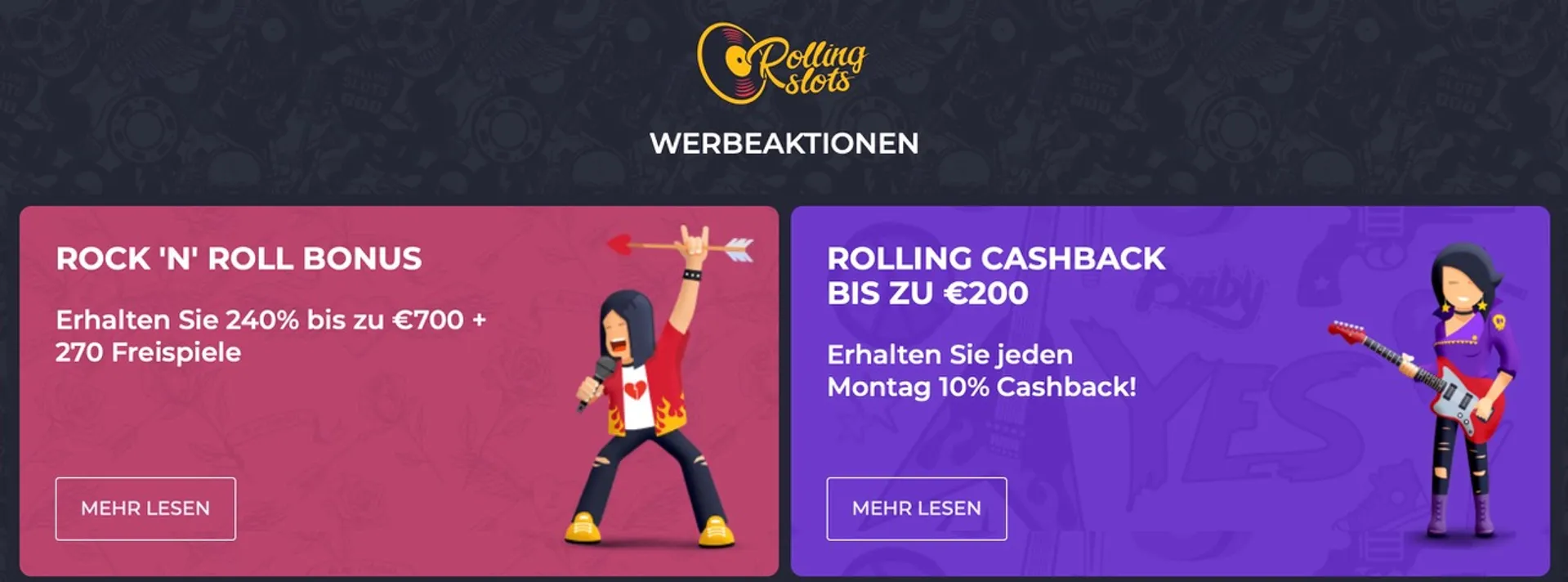 Rock´n´Roll Bonus bei Rolling Slots