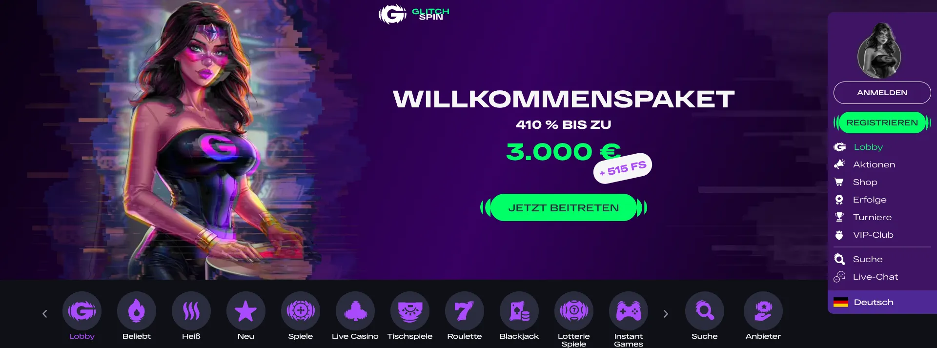 Glitch Spin Willkommensbonus