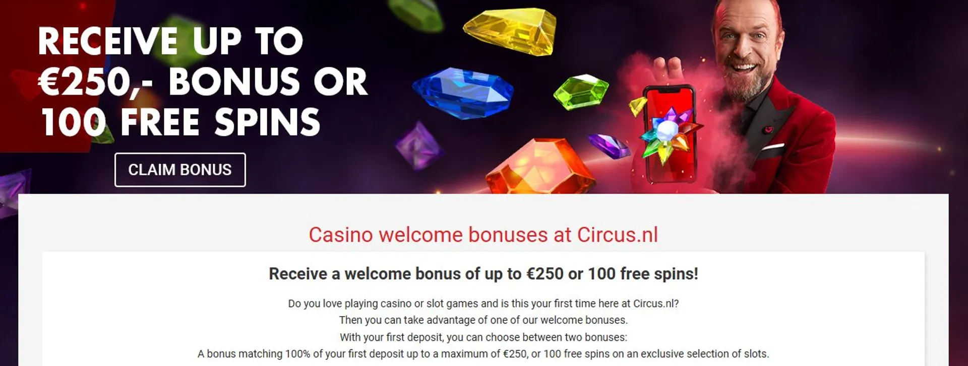 Circus Casino Welcome Bonus