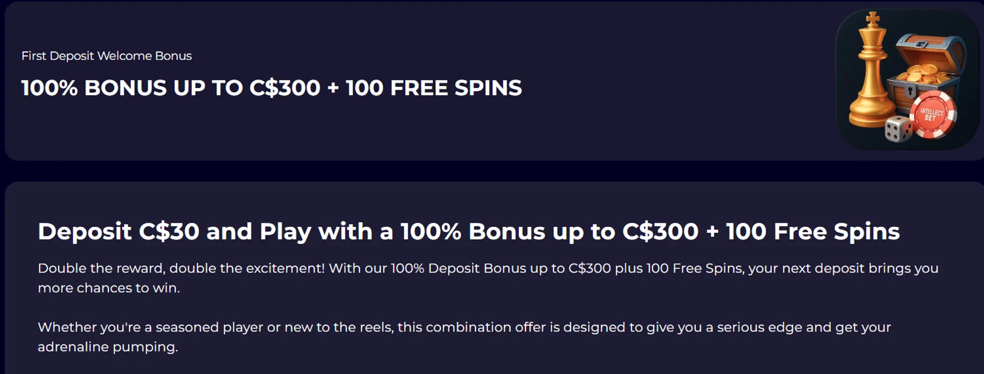 Welcome bonus for Canada players