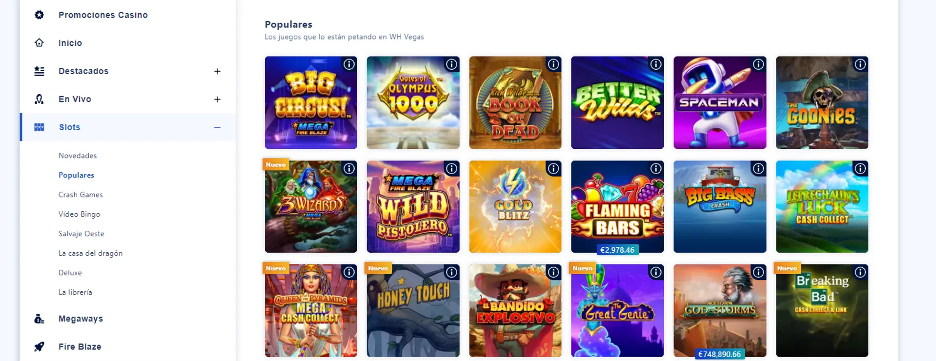 Catálogo de tragamonedas de William Hill