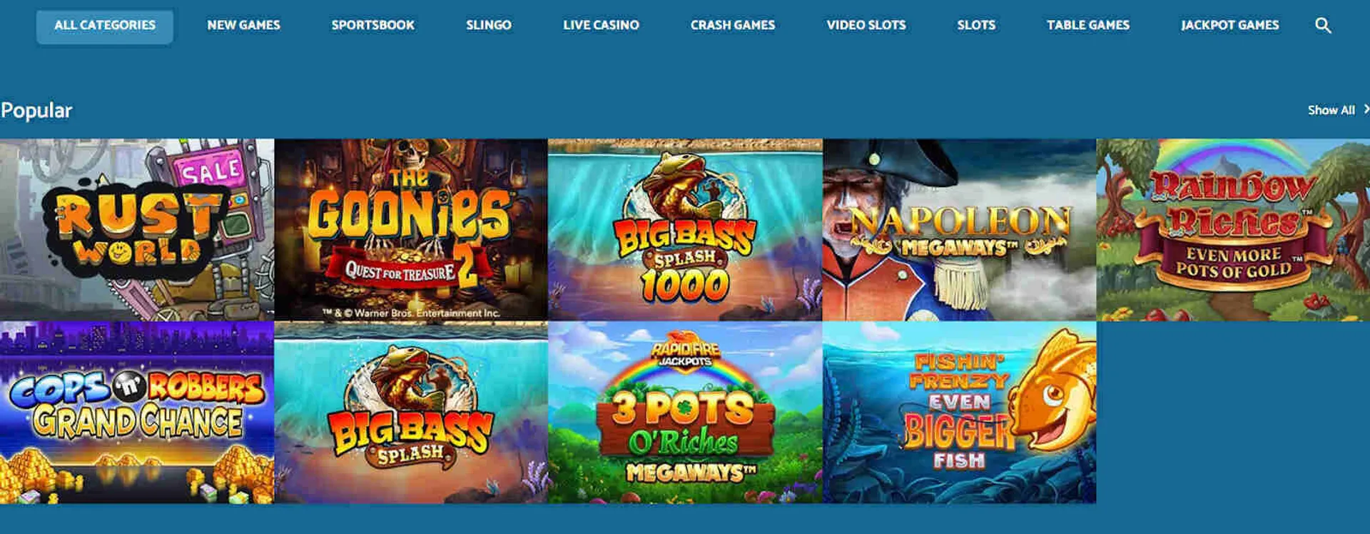 Games and software providers at Yeti casino