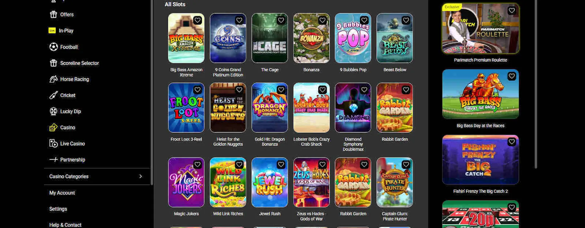 Parimatch online slots and megaways