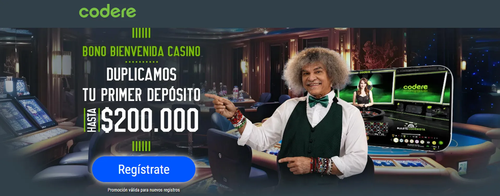 El casino online Codere acepta pagos con Nequi