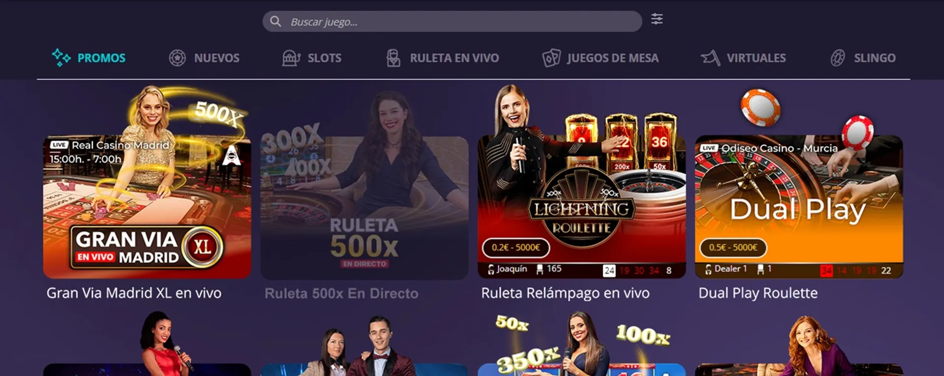 Catálogo de juegos en YoCasino