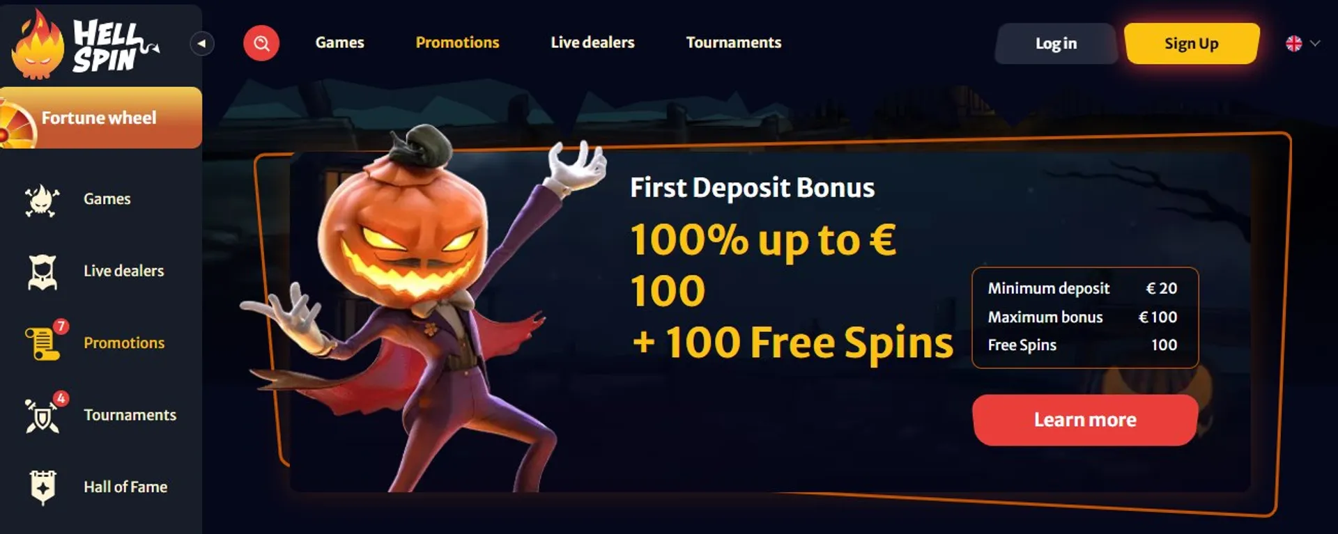 HellSpin Casino Welcome Bonus