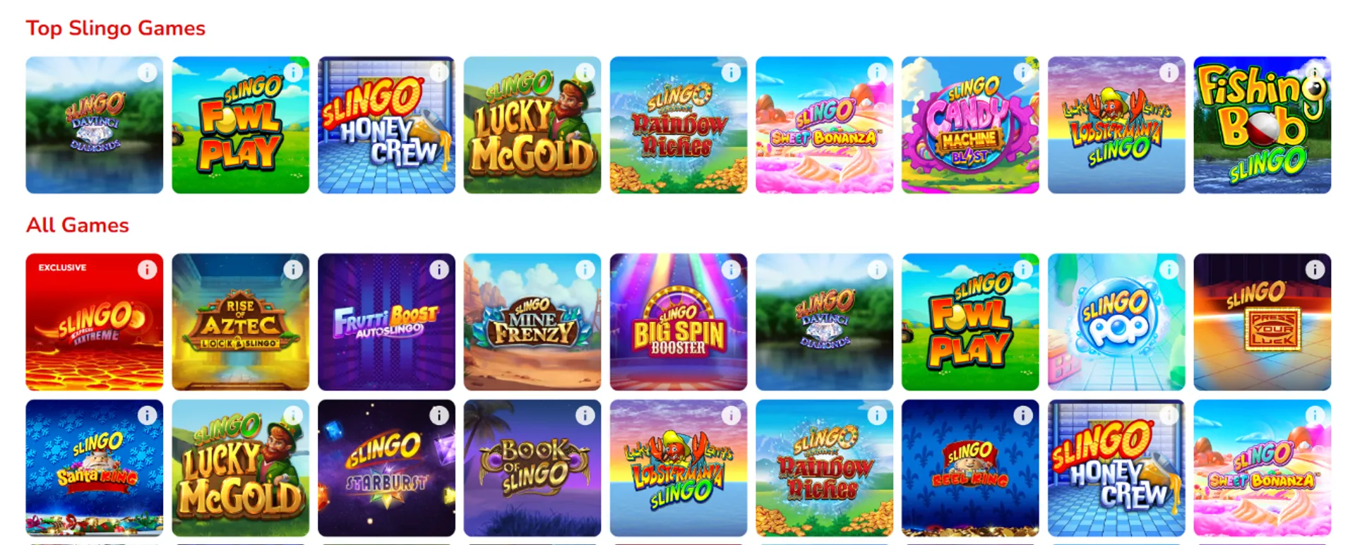 Exclusive Games and Slingo