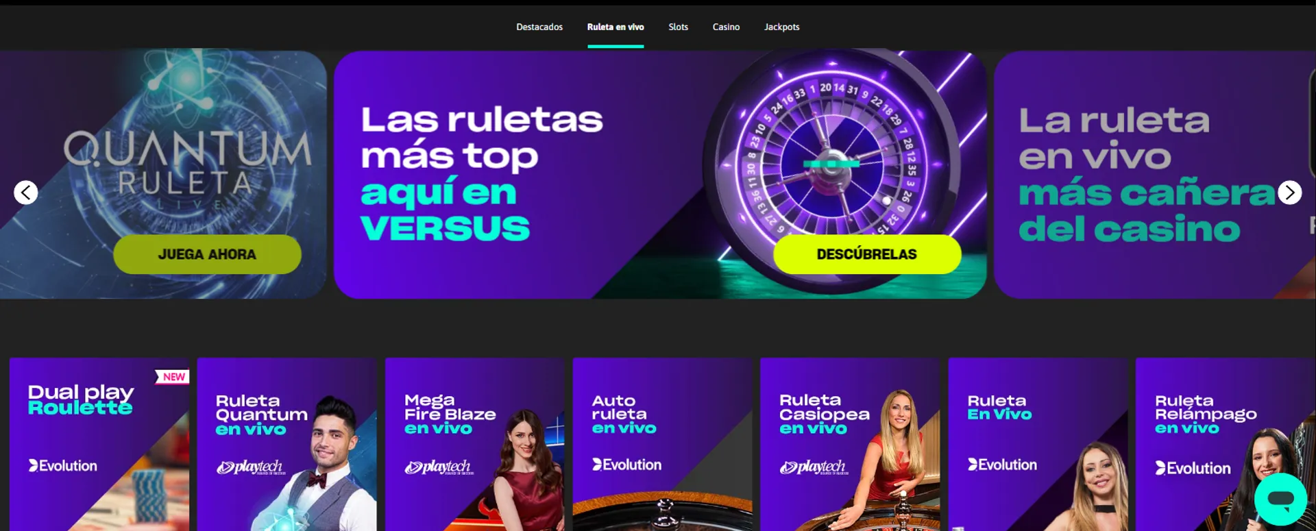 Ruleta en Vivo en Versus Casino