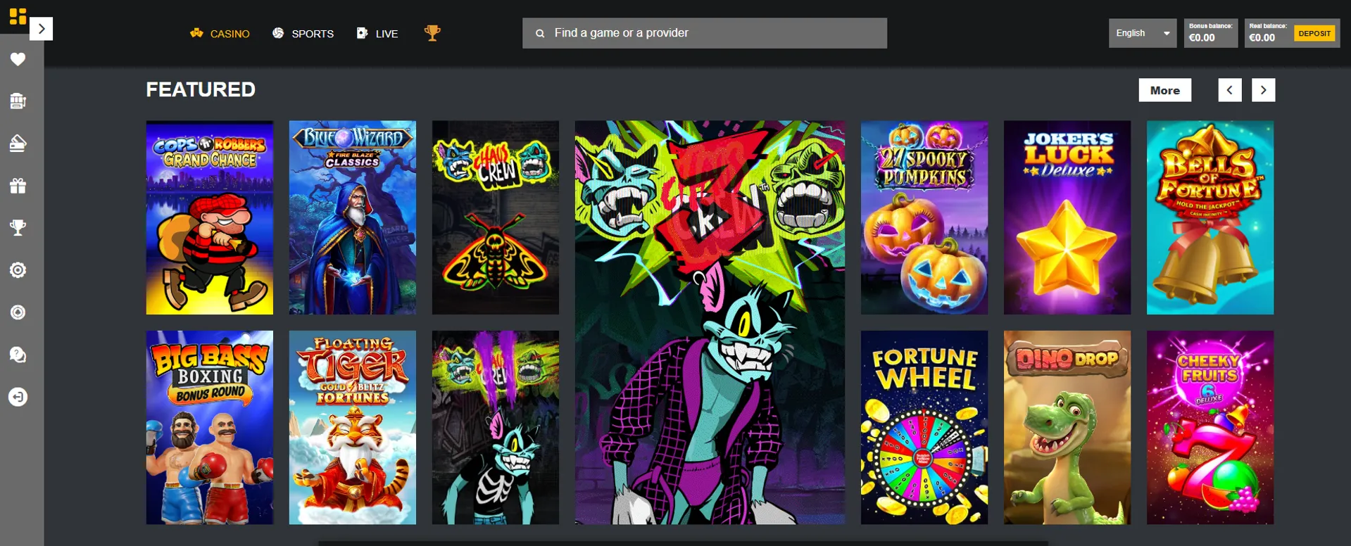 Games at Mobile Wins Casino