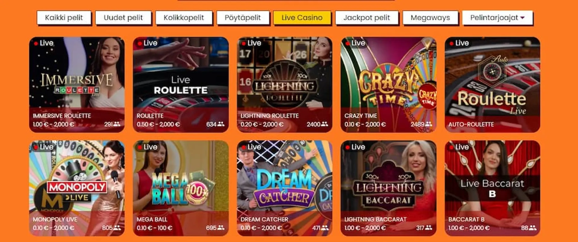 Amok Casino live kasino pelit