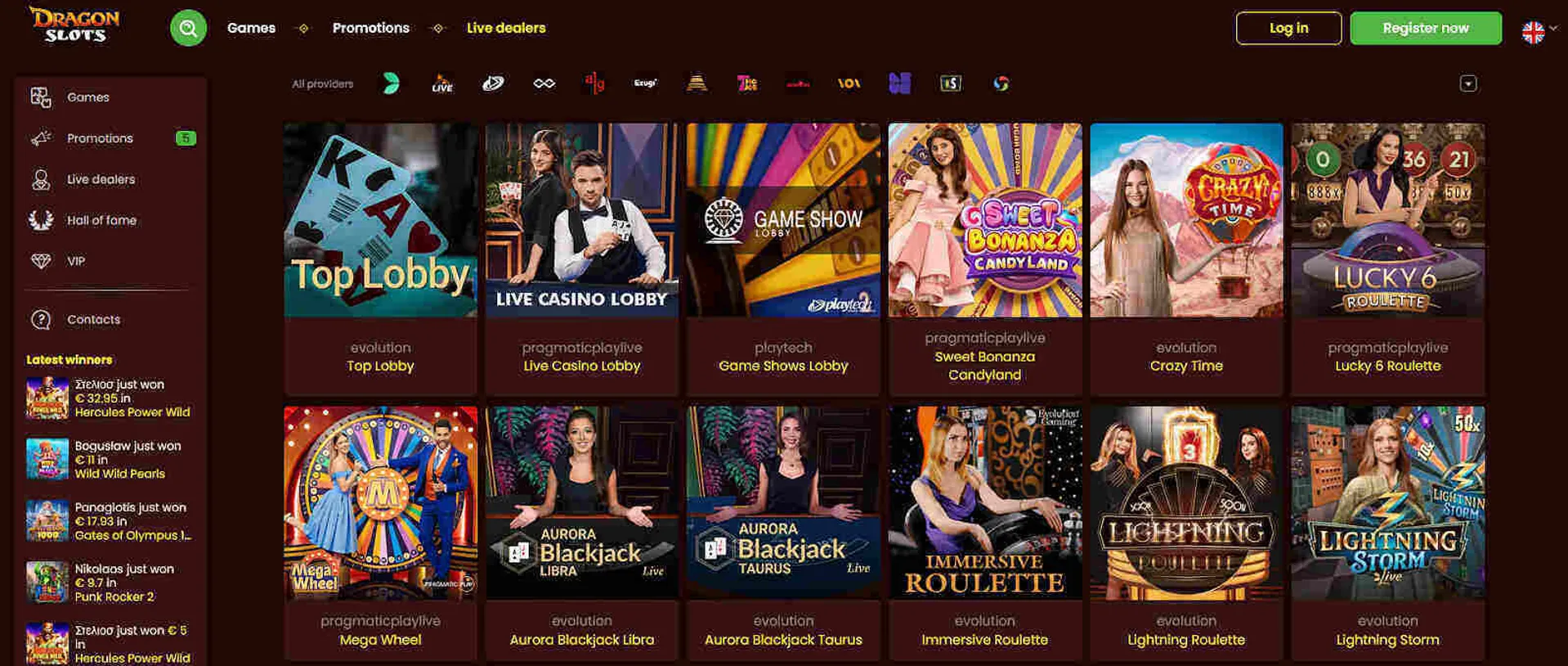 Dragonslots Casino live dealer games