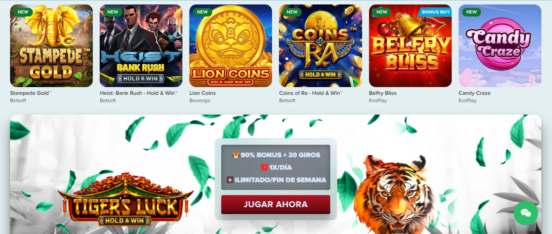 Catálogo de juegos de casino de Reeltastic