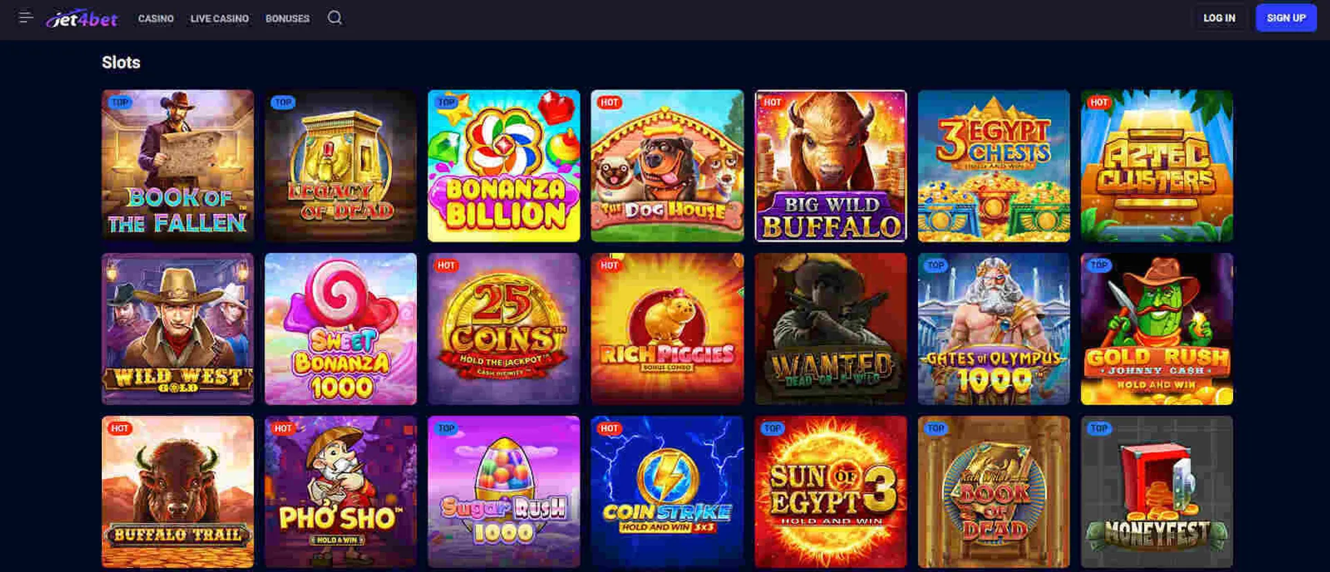 How are Jet4bet Casino's slots?