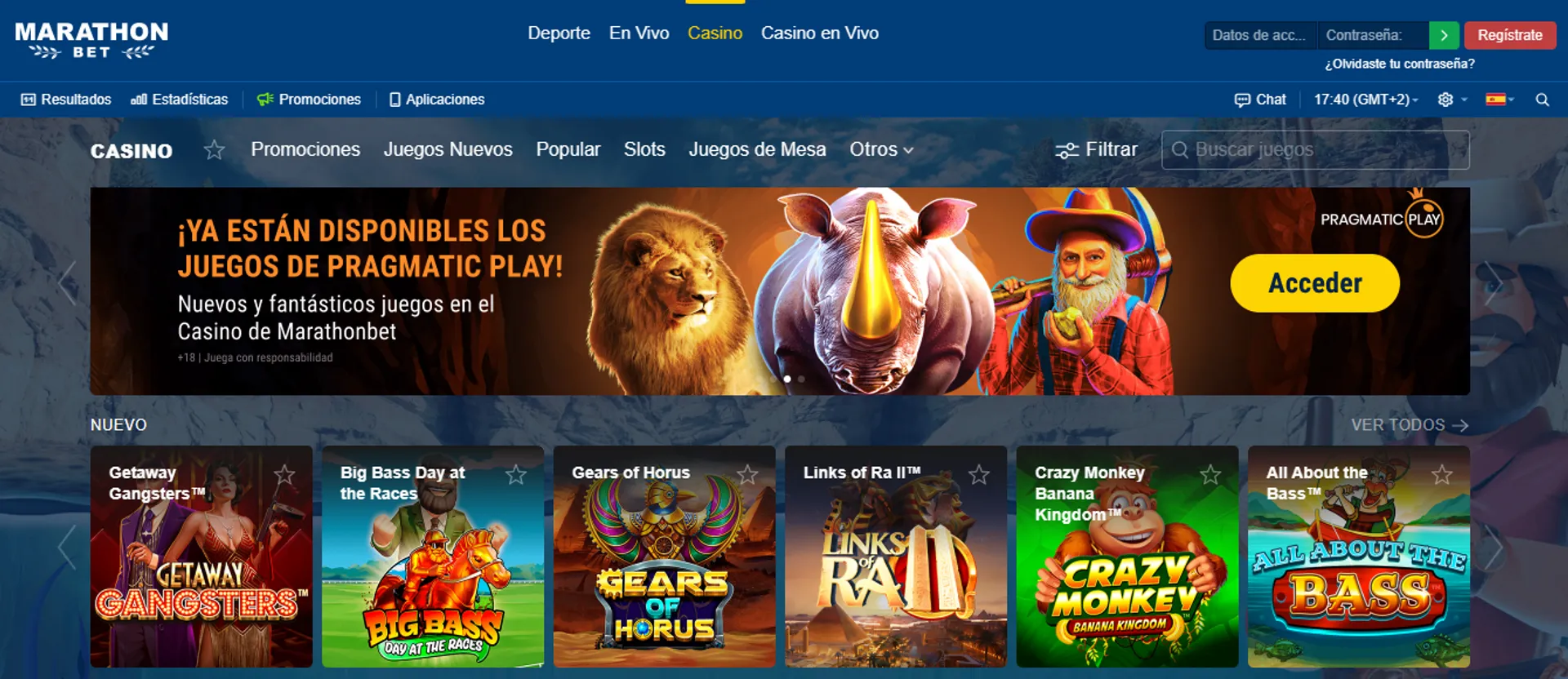 Descubre el catálogo de juegos de casino de Marathonbet