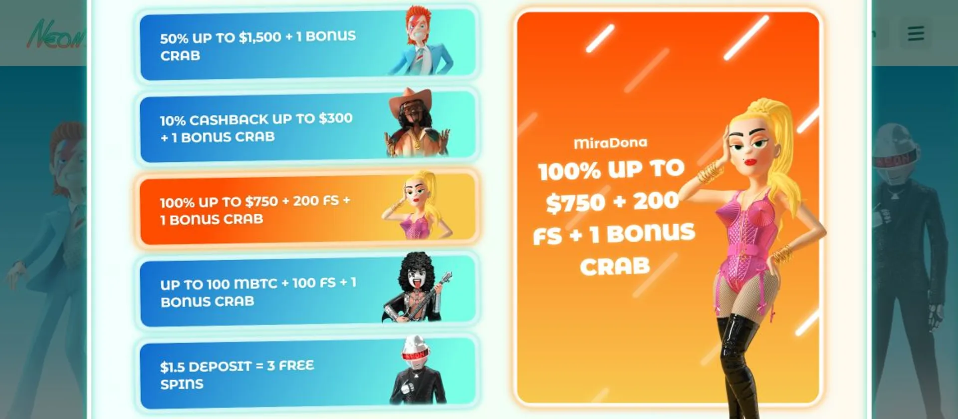 Neon54 Casino Bonuses