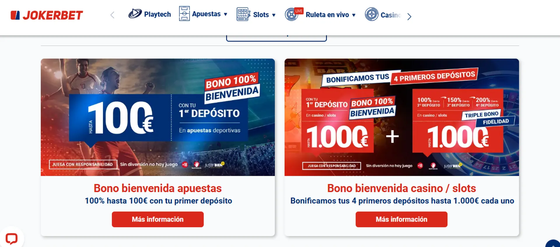 Jokerbet es un casino que ofrece bono de bienvenida en España