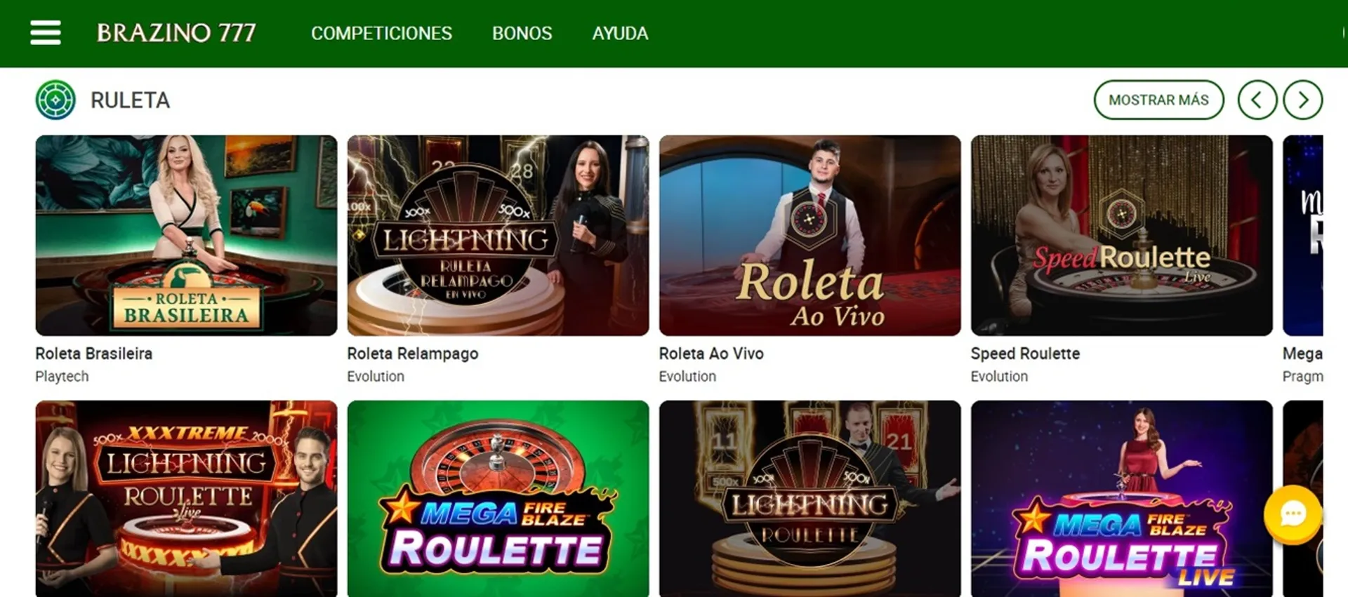 Ruleta en vivo en Brazino777