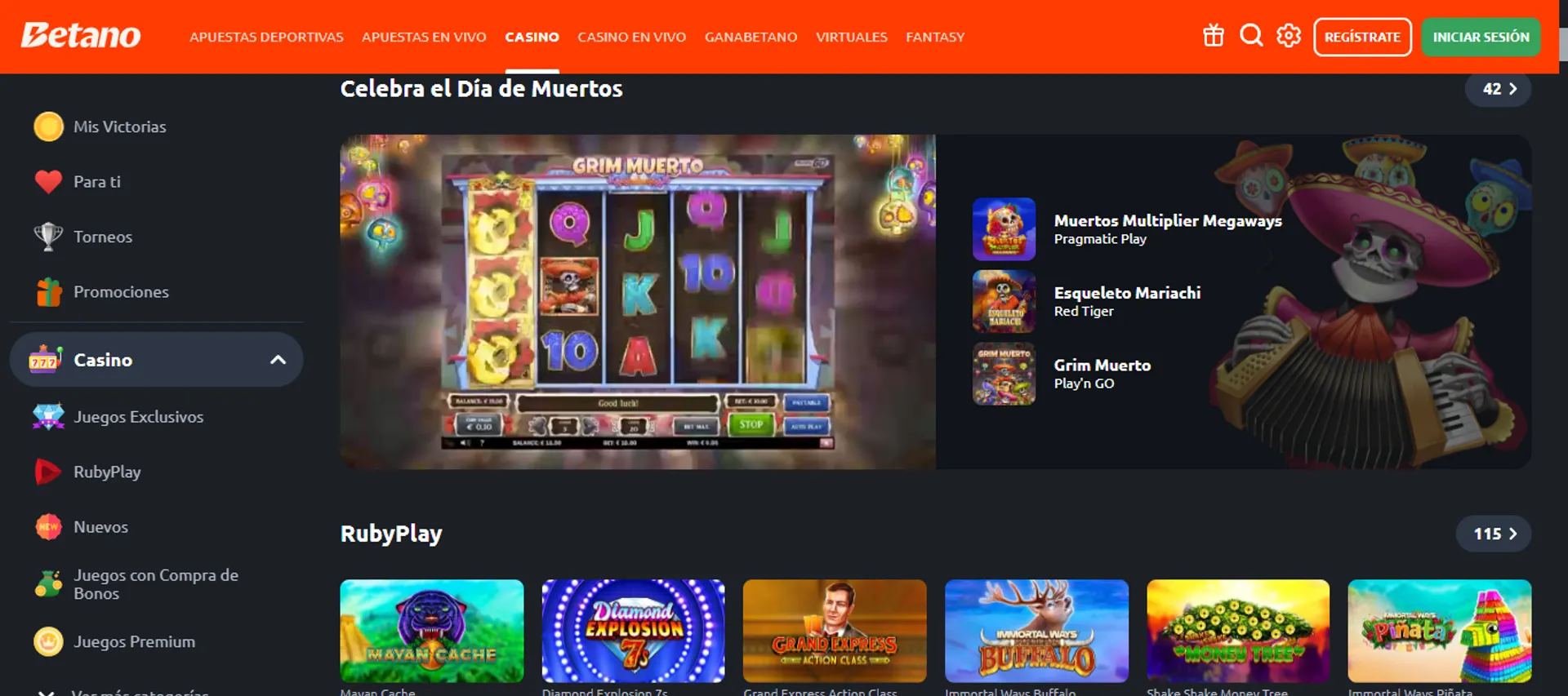 Betano tiene un completo catálogo de juegos de casino online