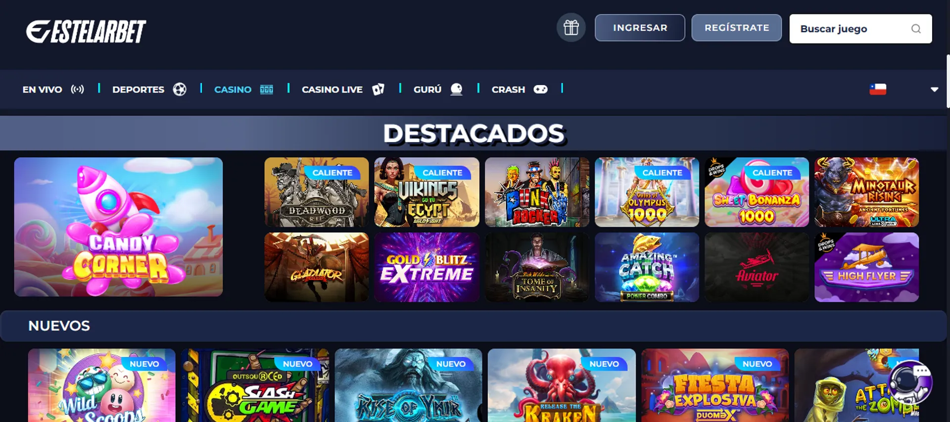 Estelarbet ofrece un catálogo con miles de juegos de casino