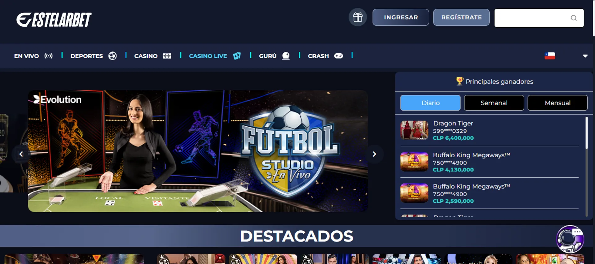 Estelarbet tiene una sección de juegos de casino en directo