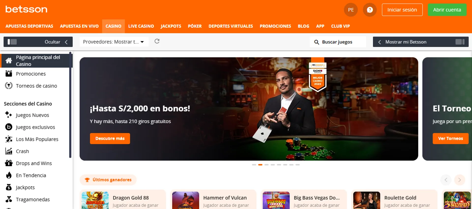 Betsson acepta pagos con YaPe