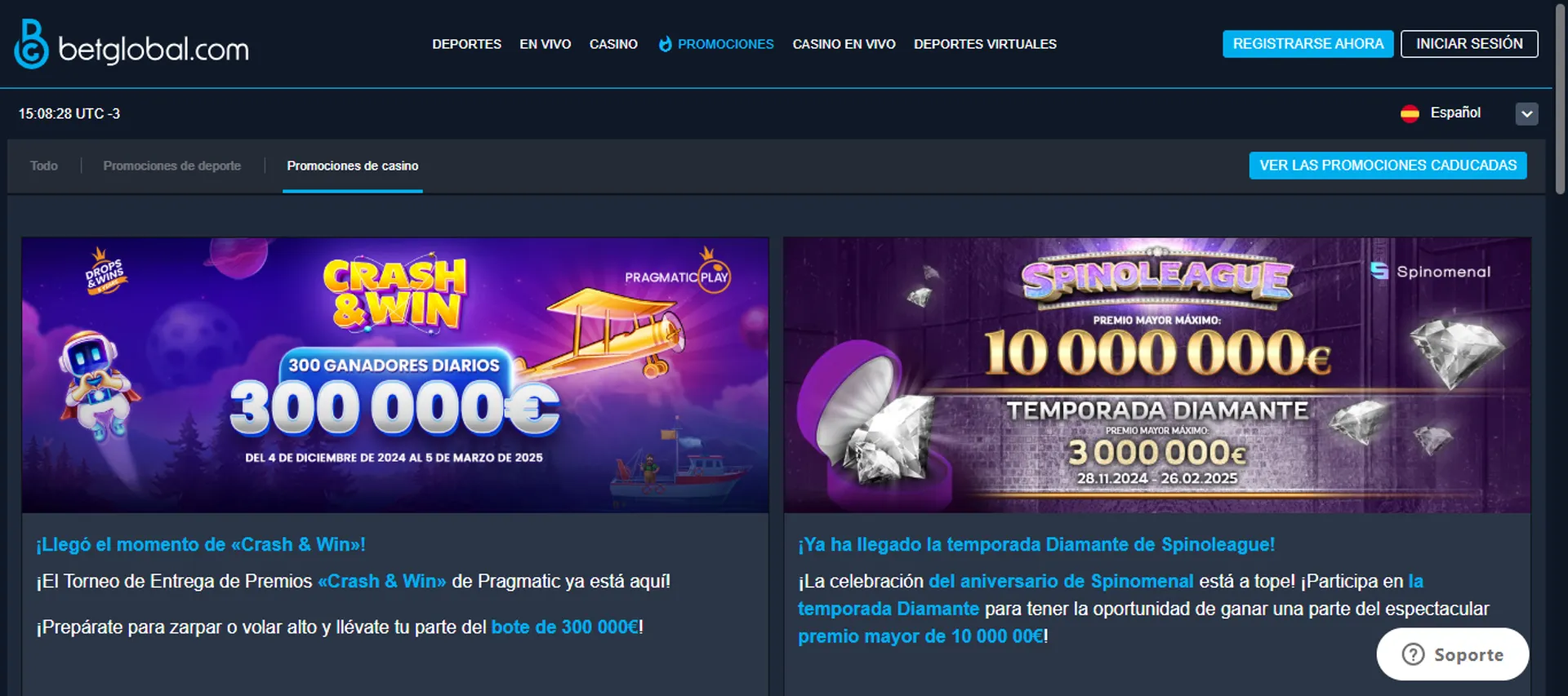 Betglobal ofrece cuatro bonos de casino online