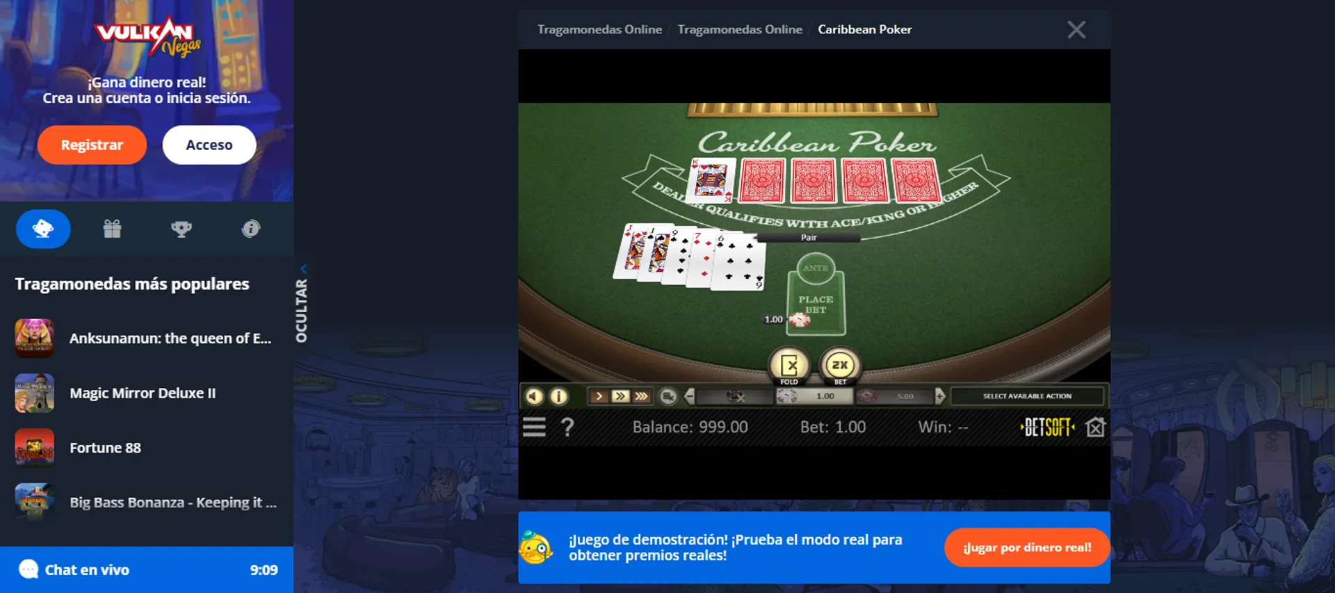 Vulkan Vegas permite a sus usuarios jugar poker gratis