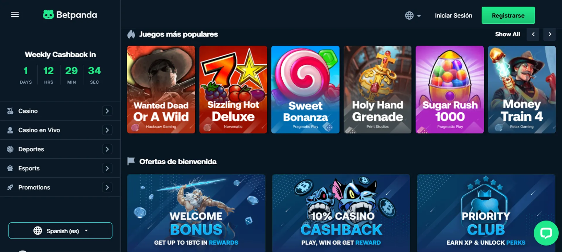 Betpanda ofrece más de 6.000 juegos de casino online