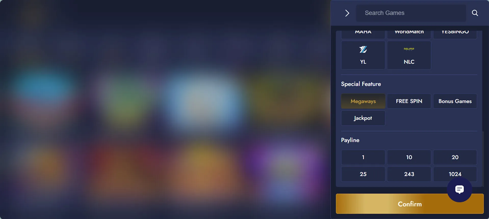 Popular megaways slots at Mega Casino World