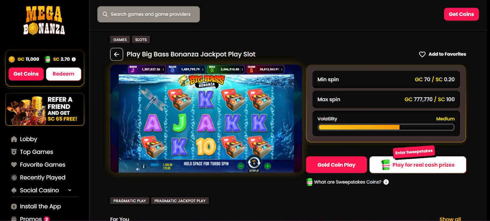 Play Big Bass Bonanza jackpot play slot