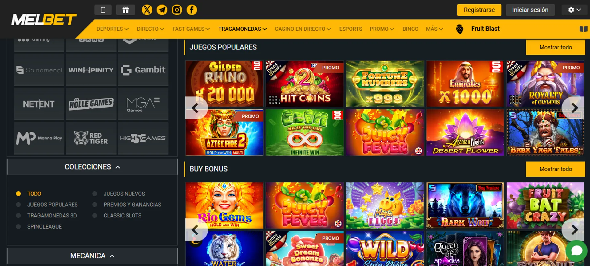 Melbet tiene un importante catálogo de juegos de casino online