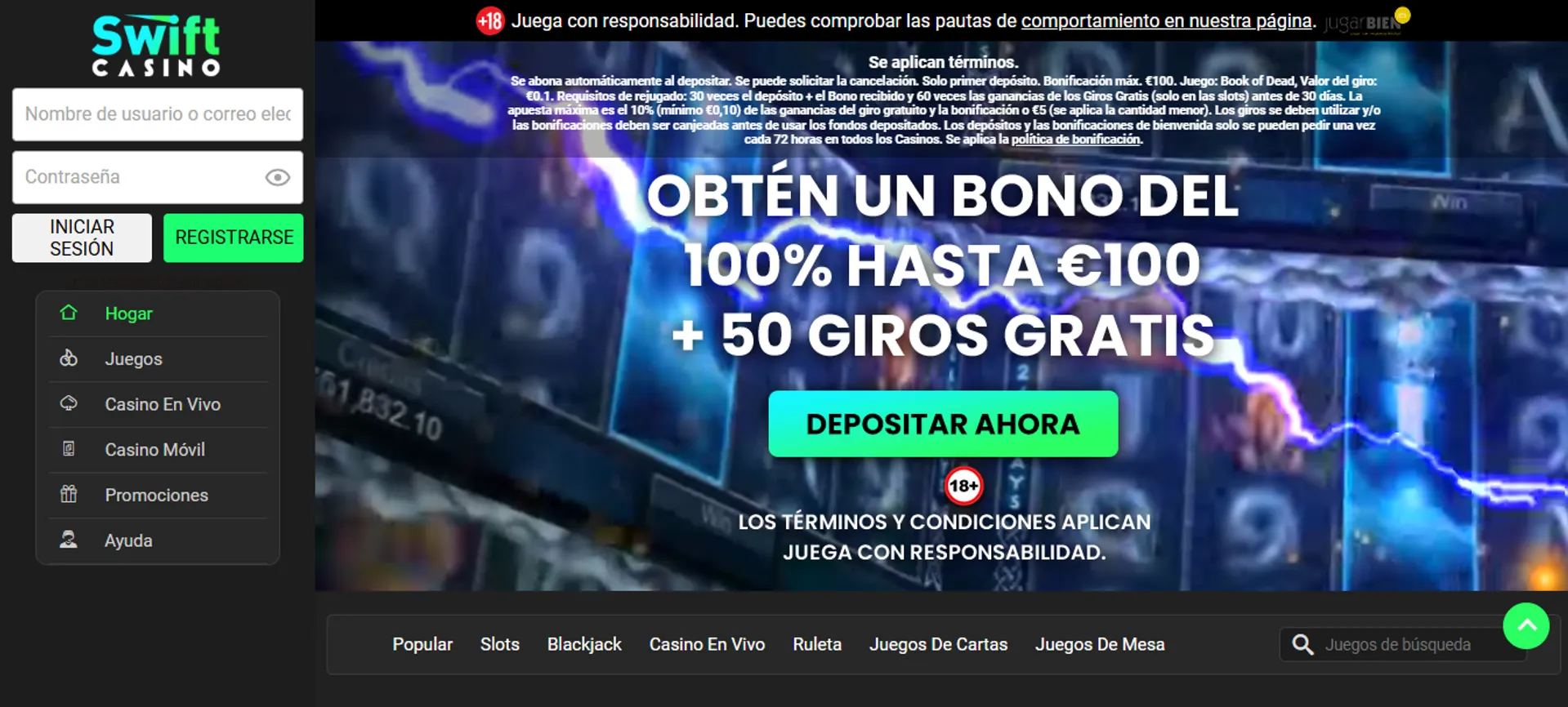 El casino Swift ofrece bonos de bienvenida a sus nuevos usuarios