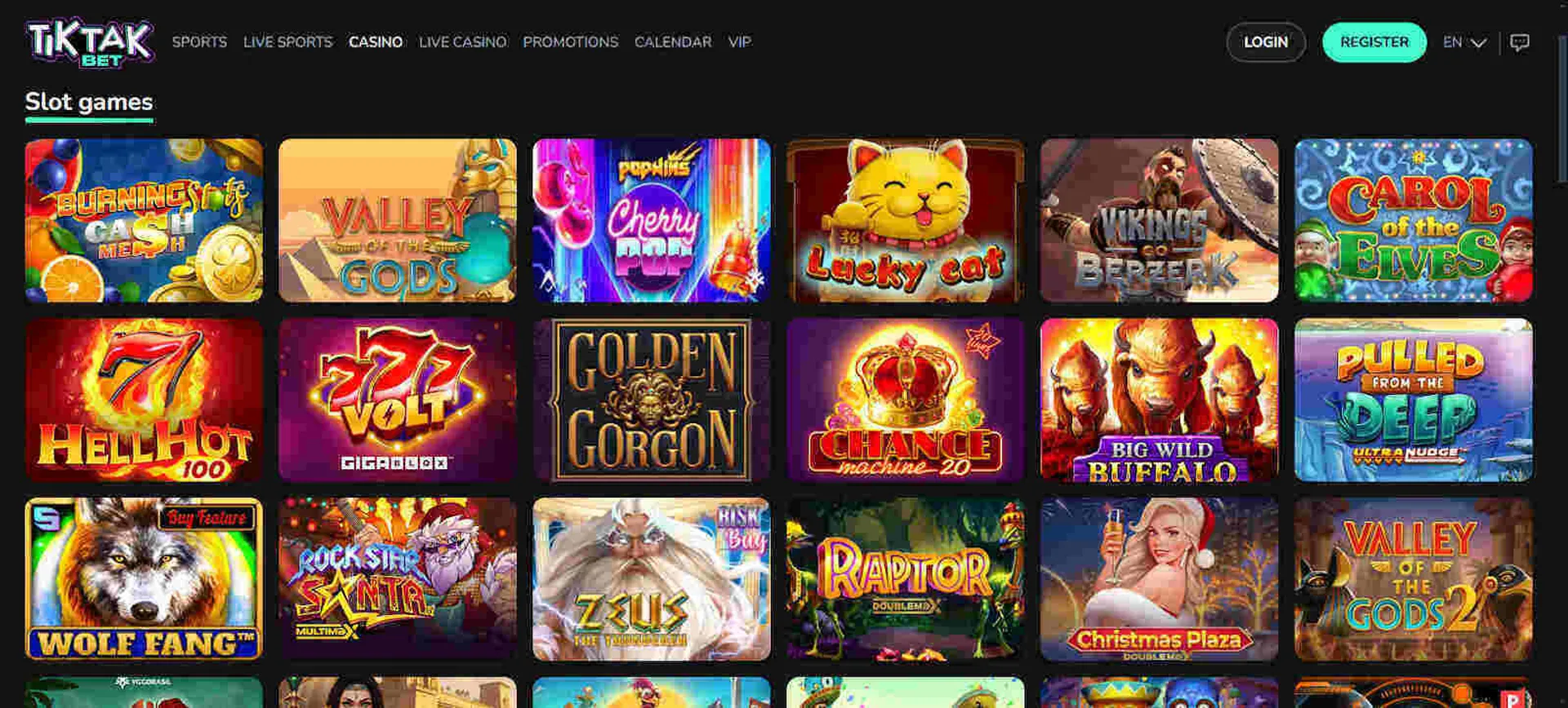 TikTak Bet online slot library