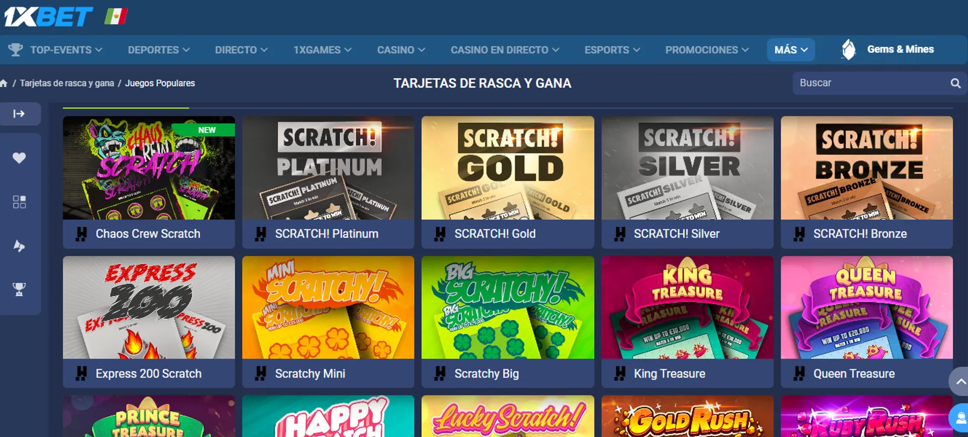 1xbet casino ofrece juegos de rasca y gana