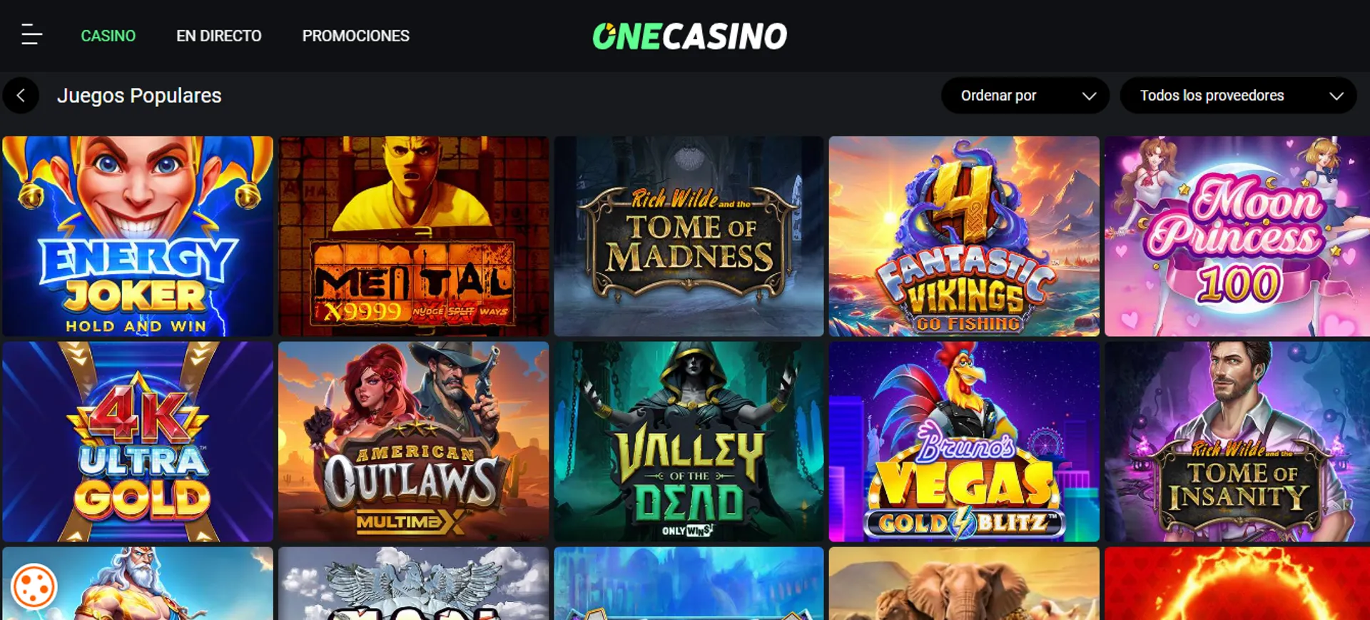 One Casino ofrece más de 400 juegos